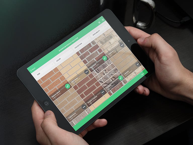 Someone browsing the Boral brick selection using the app